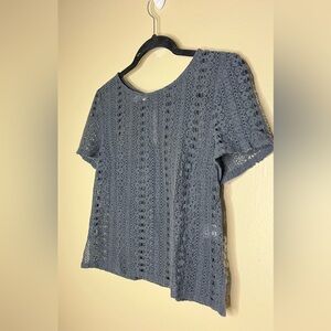 American Eagle Outfitters Navy Blue Lace Crop Top Size S